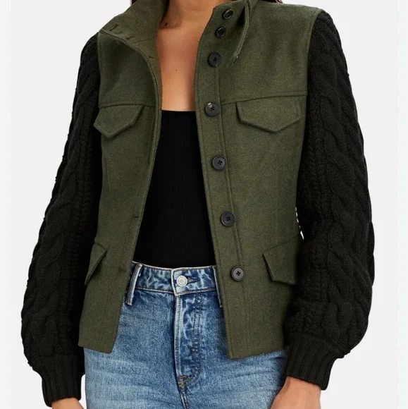 Veronica beard Arshia mixed media jacket black size 4